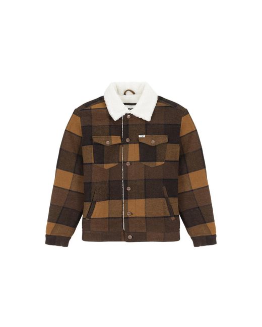 Wrangler Brown Wool Trucker Jacket for men