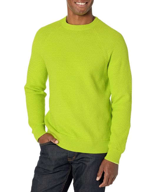 Amazon Essentials Green Oversized-fit Textured Cotton Crewneck Sweater for men