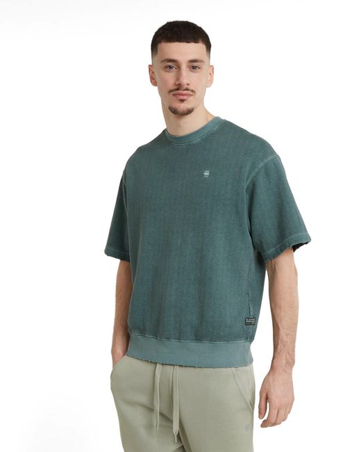 G-Star RAW Green Overdyed Loose R Sw Ss Sweater for men