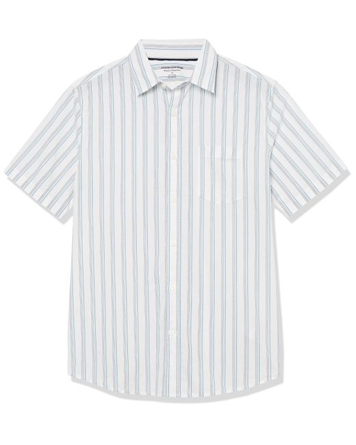 Amazon Essentials White Short-sleeve Stretch Poplin Shirt for men