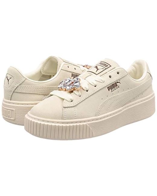 Women's White Suede Platform Gem Wn's Low-top Trainers Women's White Suede Platform Gem Wn's Low-top Trainers