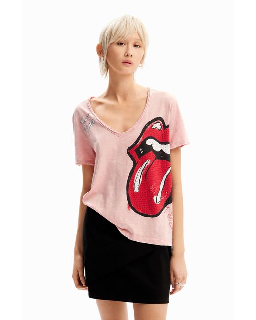 Desigual Red Strass The Rolling Stones T-Shirt
