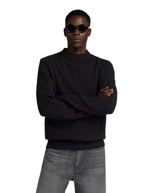 G-Star RAW Black Cable Knitted Sweater for men