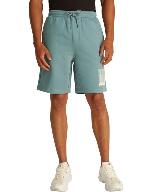 Uomo Pantaloncini in Felpa Brush Stroke Graphic in Cotone di Calvin Klein in Blue da Uomo