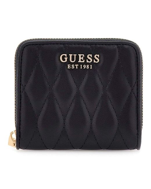 Guess Geldbörse Valla Zip Around Wallet Black schwarz