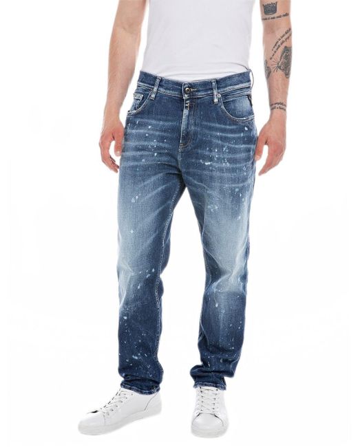 Replay Blue Jeans Sandot Tapered-Fit aus Komfort Denim