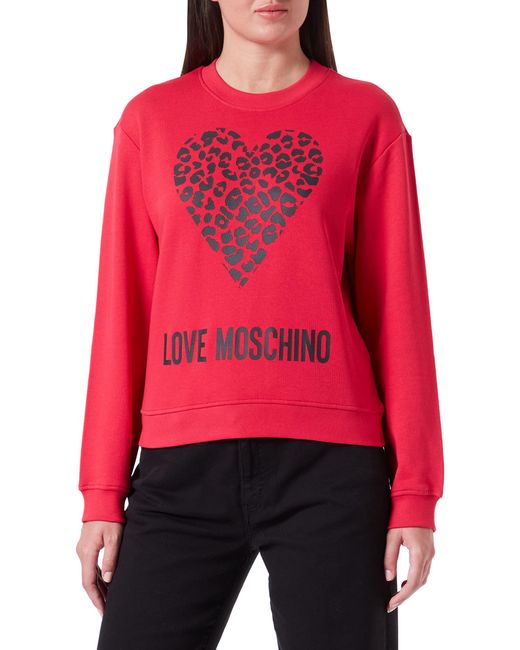 Regular Fit with Maxi Animalier Heart and Logo. Maillot de survtement Love Moschino en coloris Red