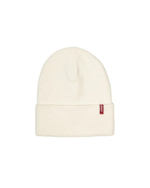 Levi's White Slouchy Red Tab Beanie