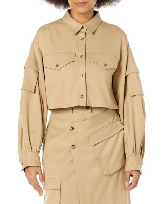 The Drop Natural Travertine Cropped Cargo Shirt Jacket By @karenbritchick