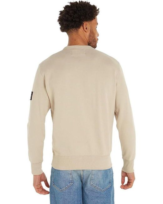 Calvin Klein Abzeichen mit Rundhalsausschnitt Sweatshirts in Natural für Herren