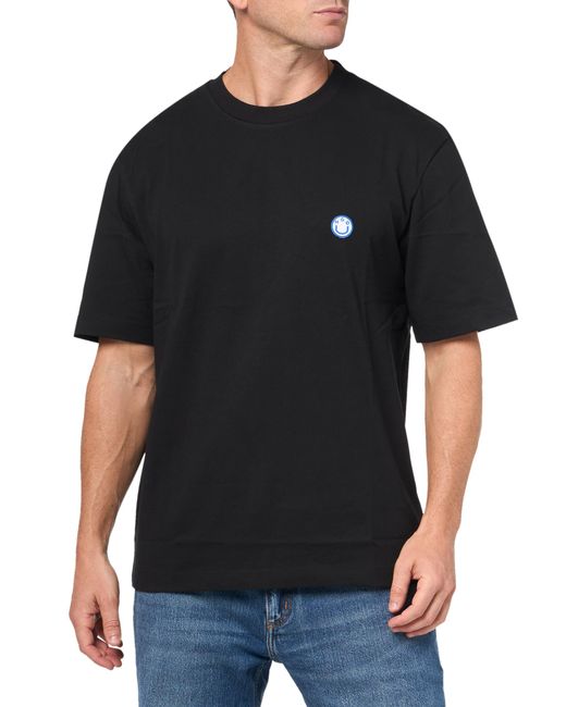 HUGO Black Small Smile Logo Cotton T-shirt for men