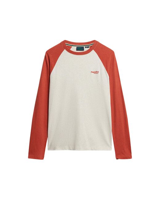 Superdry Red Essential Baseball Long Sleeve T-shirt for men