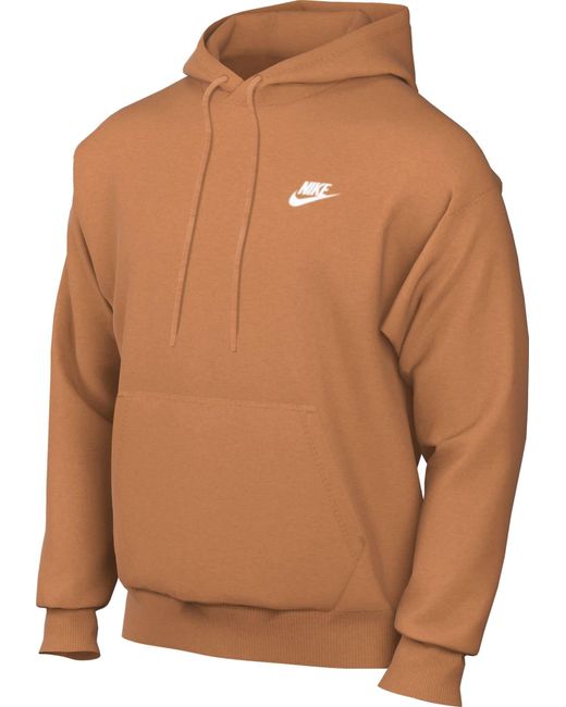 Nike Brown Sportswear Club Fleece Hooded Long Sleeve Top for men