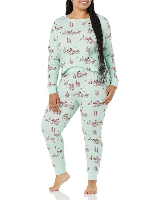 Amazon Essentials Green Disney Snug-fit Cotton Pajamas Set