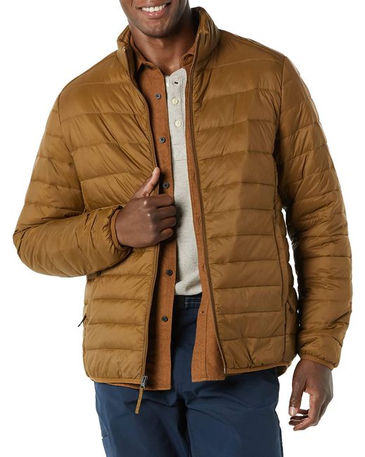 Amazon Essentials Lightweight Water-resistant Packable Puffer Jacket in  Light Brown (Brown) for Men - Lyst