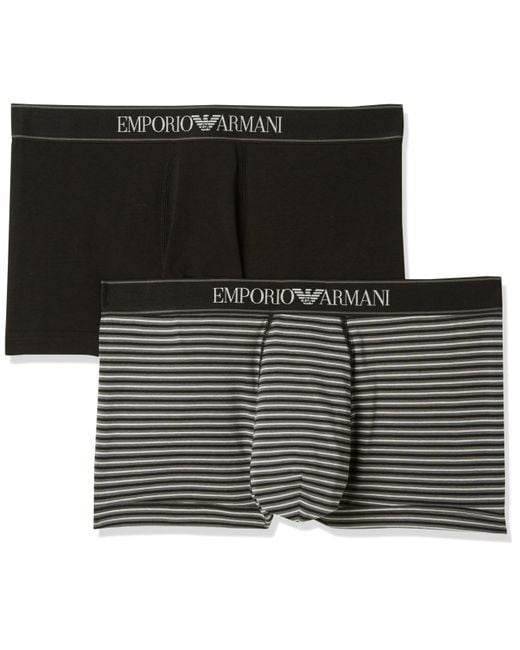 Emporio Armani Black Yarn Dyed 2 Pack Trunk for men