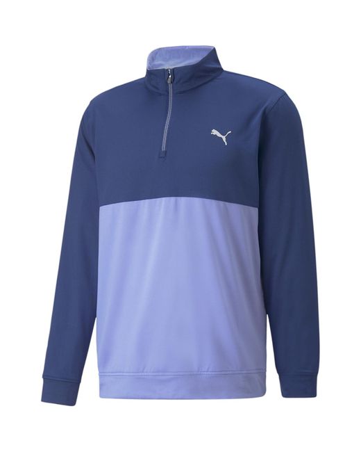 PUMA S Gamer Colourblock Quarter-zip 's Golf Pullover Blazing Blue-lavendar Pop L for men