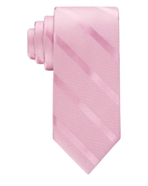 Tommy Hilfiger Pink Classic Solid Textured Stripe Tie Necktie for men
