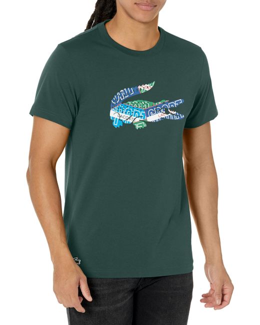 Lacoste Green Short Sleeve Graphic Croc Print Ultra Dry T-shirt for men