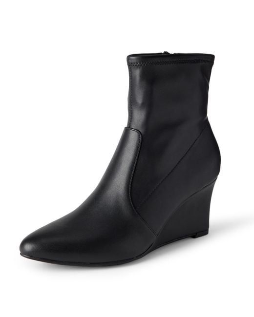 Amazon Essentials Black Wedge Zip Ankle Boots