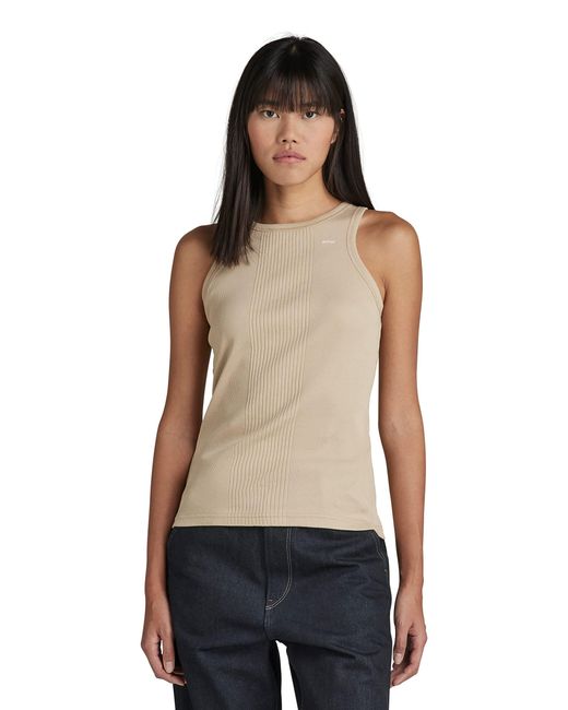 G-Star RAW Engineered Ribbed Slim Tank Top in Natural | Lyst