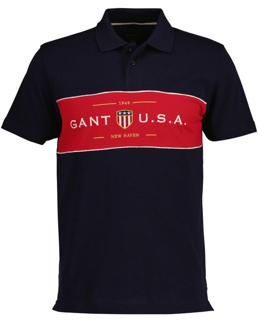 Gant Blue Banner Shield S Short Sleeve Rugger for men