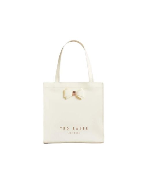 Ted Baker White Aracon Plain Bow Small Icon Tote Bag In Ivory Cream