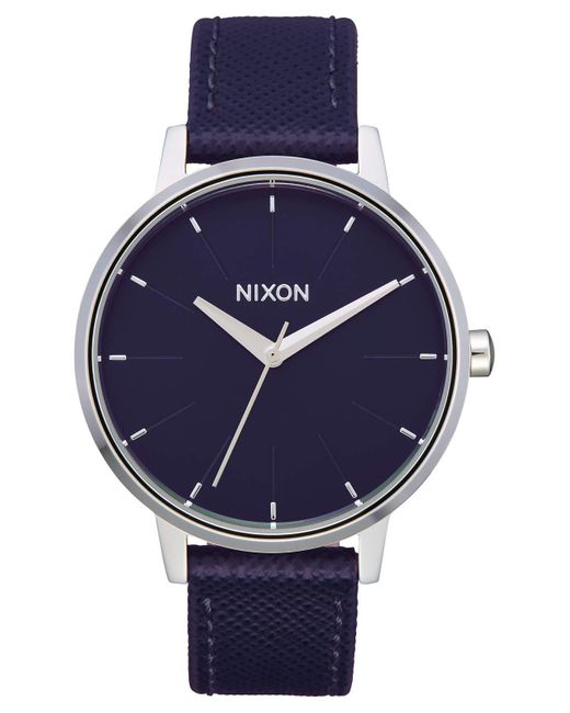 Nixon Blue Kensington Leather Aubergine Casual Designer 's Watch