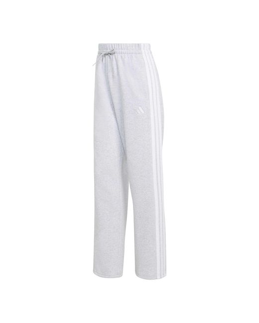 Adidas Mujer Essentials 3-stripes Open Hem Fleece Pants in het White