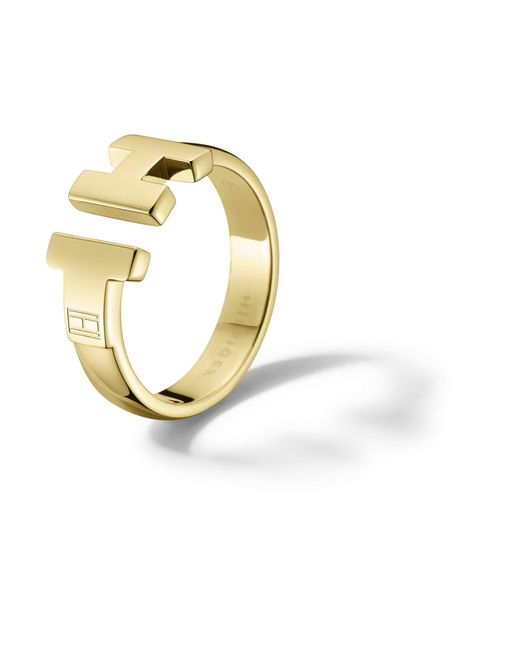 Tommy Hilfiger Ring 333 Gelbgold Emaille Ringgröße verstellbar in Mettallic  | Lyst DE