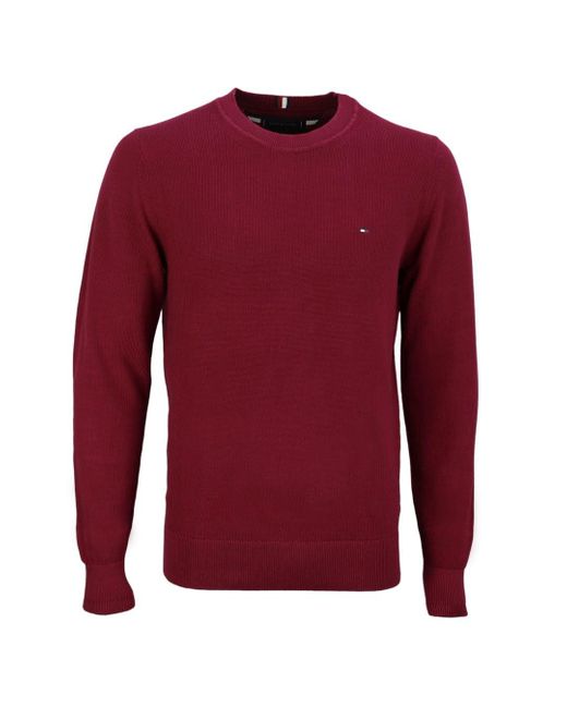 Tommy Hilfiger Red Chain Ridge Structure C Neck Pullovers for men