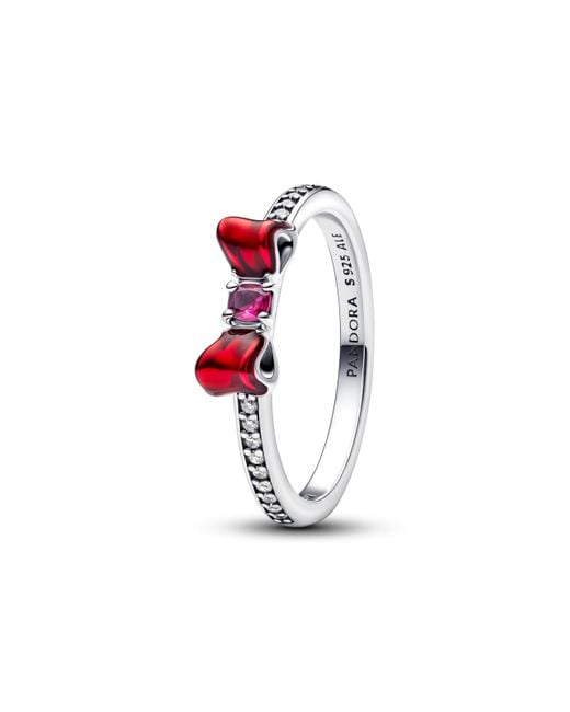 Pandora Red Disney Princess Snow White Bow 193652c01 Silver Ring