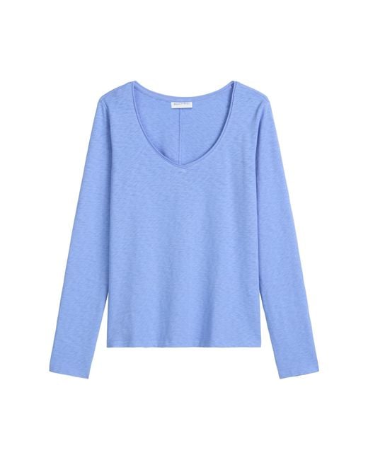 Marc O' Polo Blue Marc OߴPolo Denim Langarmshirt aus Bio-Baumwolle mit V-Ausschnitt