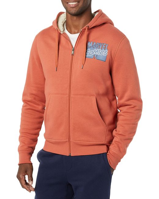 Disney | Marvel | Star Wars Felpe con Cappuccio e Zip Intera Foderate in Pile Uomo di Amazon Essentials in Orange da Uomo