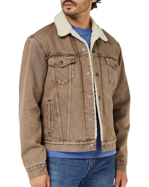 Levi's Brown Denim Sherpa Trucker Jacket for men
