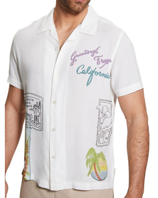 Camicia da uomo a maniche corte in rayon ecologico di Guess in White da Uomo