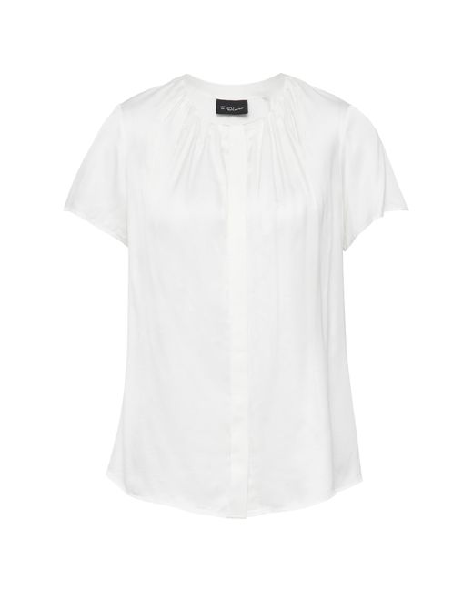 S.oliver White Satinbluse aus Viskose mit verdeckter Knopfleiste Creme 44