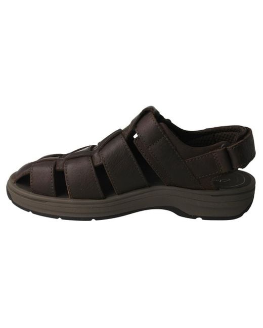 Clarks Black Saltway Cove Leather Sandals In Dark Brown Standard Fit Size 11