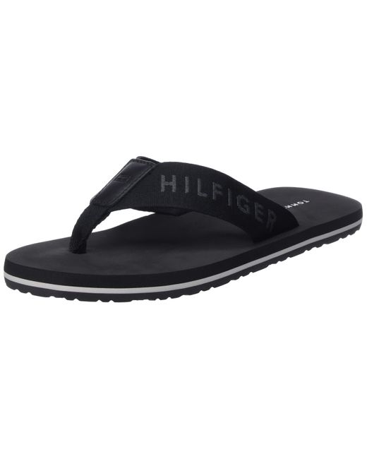Tommy Hilfiger Black Flip-flops Print Beach Sandal Pool Slides for men