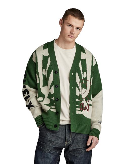 G-Star RAW Green Holiday Loose Knitted Cardigan for men