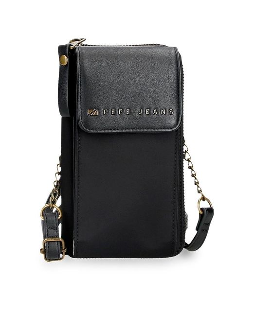 Pepe Jeans Morgan Messenger Bag Mobile Phone Case Black 11x20x4cm Polyester And Pu By Joumma Bags