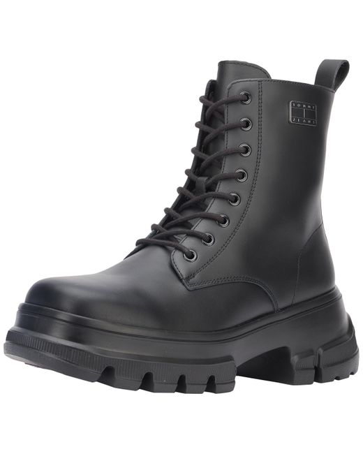 Tommy Hilfiger Black Tjw Chunky Leather Boot Mid