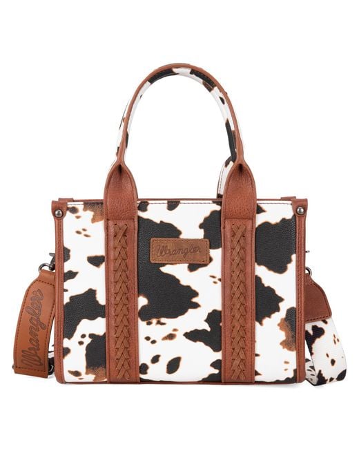Wrangler Brown Cow Print Tote Bag Handbags And Purses For Western Crossbody Bags For With Adjustable Strap