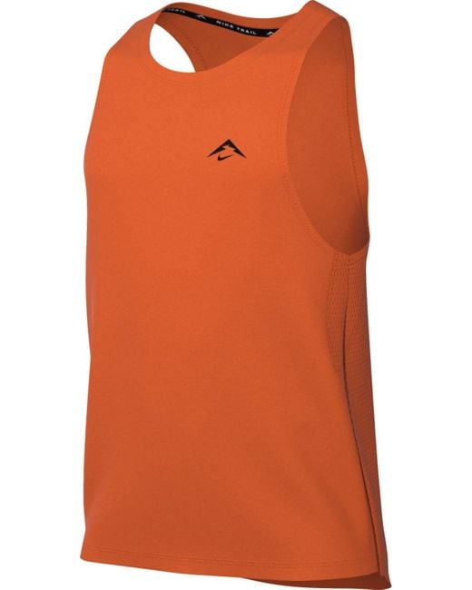 Nike Solar Chase Dri-fit Adv-hardlooptanktop Voor in het Orange voor heren