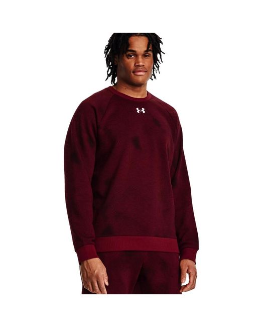 Under Armour Red S Rival Fleece Printed Crew, for men