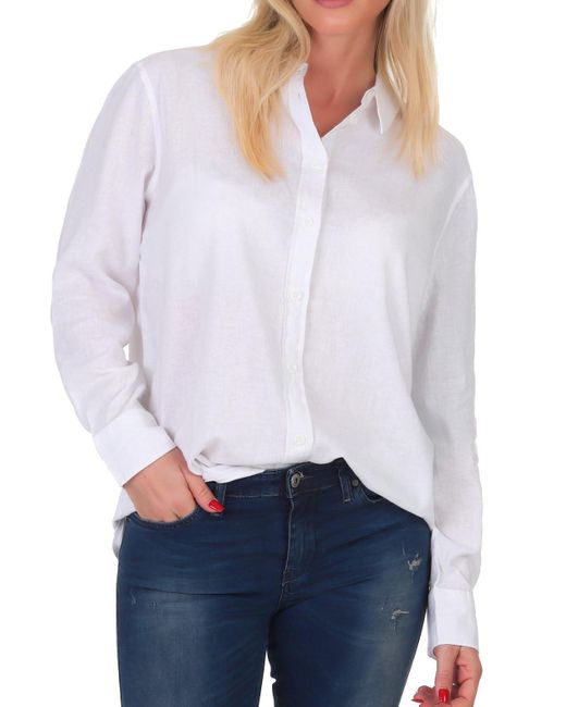Vero Moda White Hemdbluse Hemd-Bluse VmLinn Shirt Hemdkragen