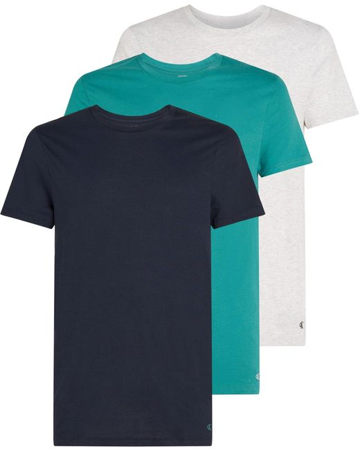 T-Shirts ches Courtes Lot de 3 en Coton Calvin Klein pour homme en coloris Blue
