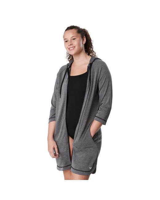 Speedo Black Hooded Aquatic Fitness Robe And Cover-up