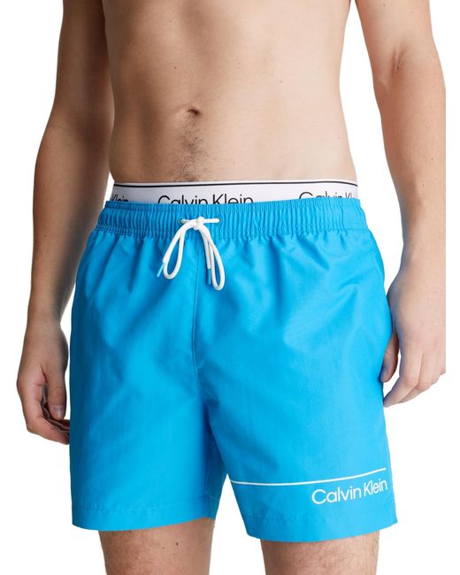 Calvin Klein Badehose Medium Double Mittellang in Blue für Herren