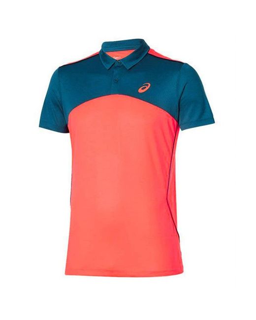 Asics Short Sleeve Collared Neon Pink Player Tennis Polo Shirt 132401 0694 for men